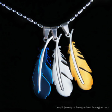 Plume en acier inoxydable Mens chaîne pendentif